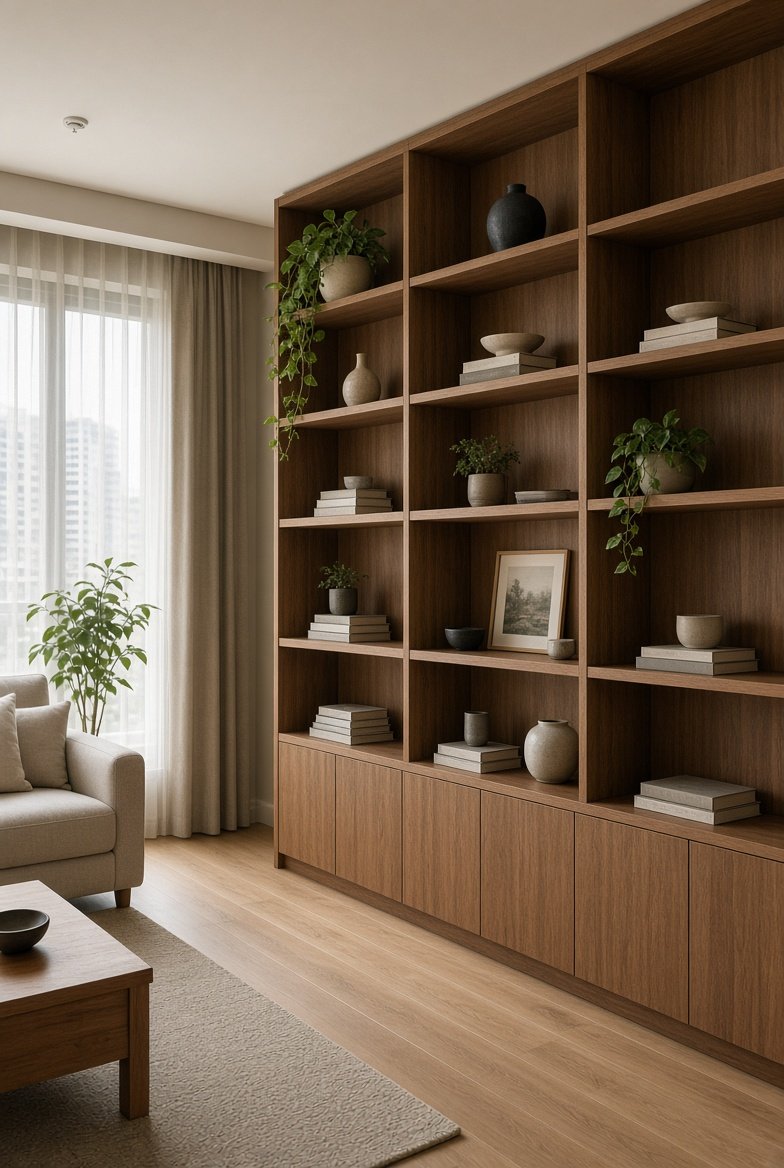 Full-height display shelving